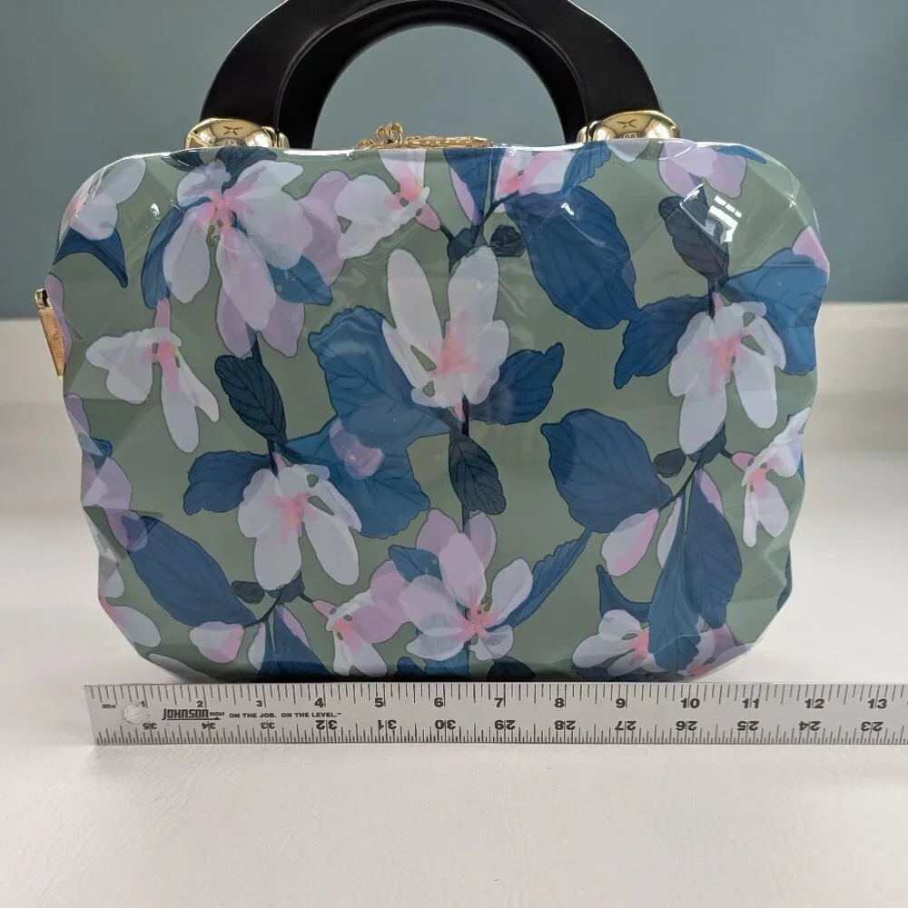 NWT Triforce Firenze Collection Travel Beauty Case Hard Shell Green Floral